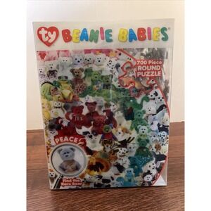 TY Beanie Babies 700 Pc Round Jigsaw Puzzle Find The Rare Peace Bear - NIB